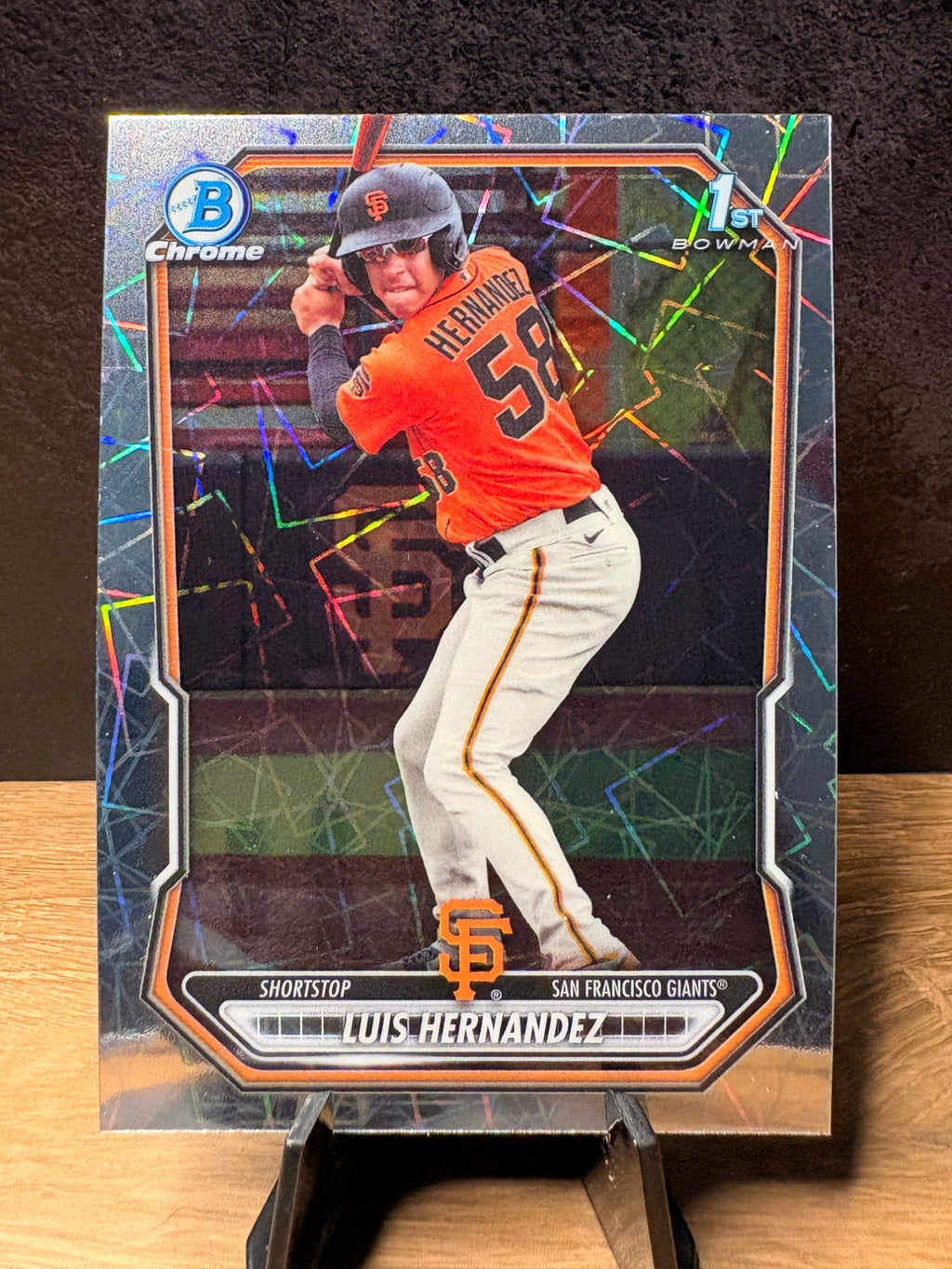 Luis Hernandez (Lunar Glow Refractor) - 2026 Bowman Chrome Prospects #BCP-200 Baseball trading card, front and back