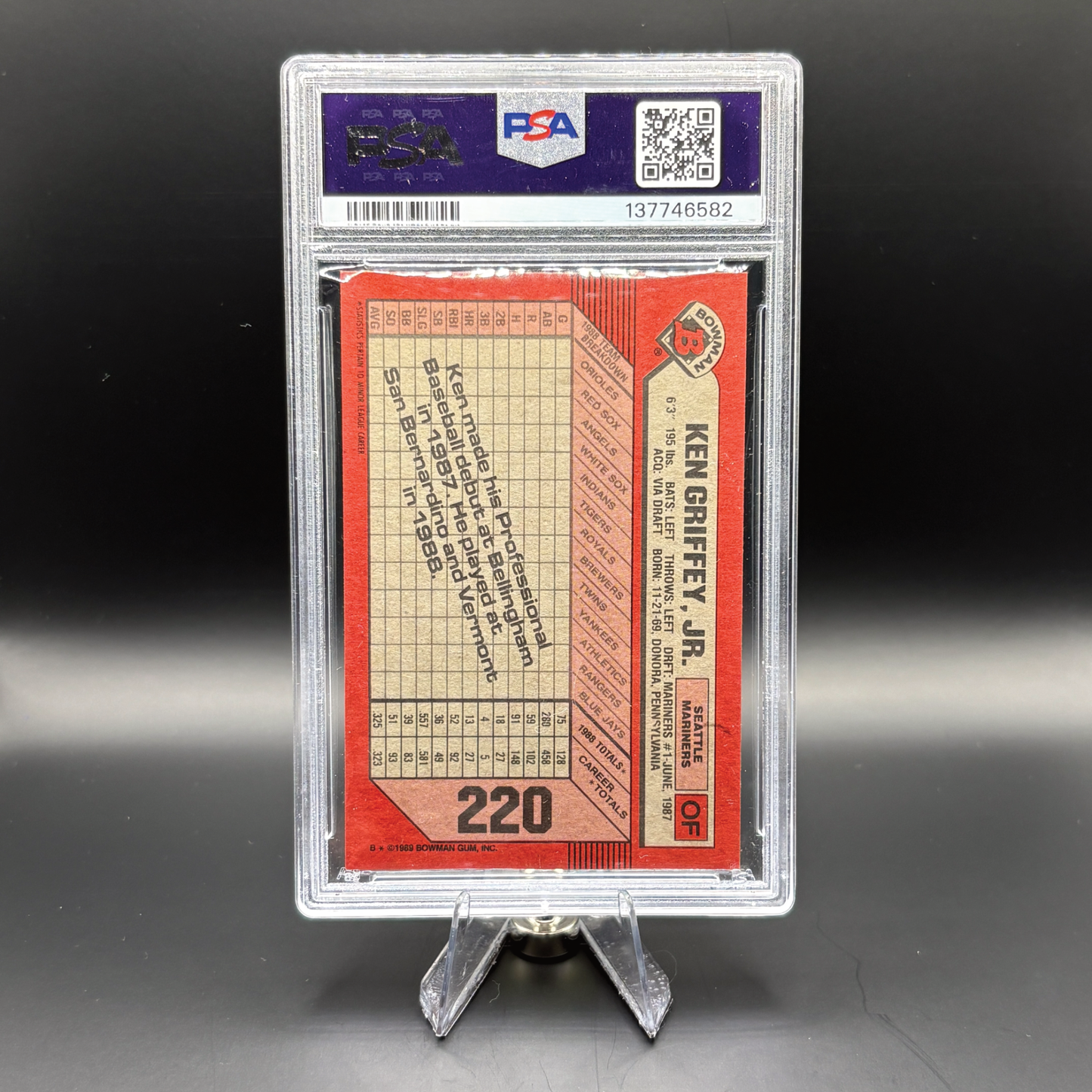 Ken Griffey Jr. - PSA 8 - 1989 Bowman #220