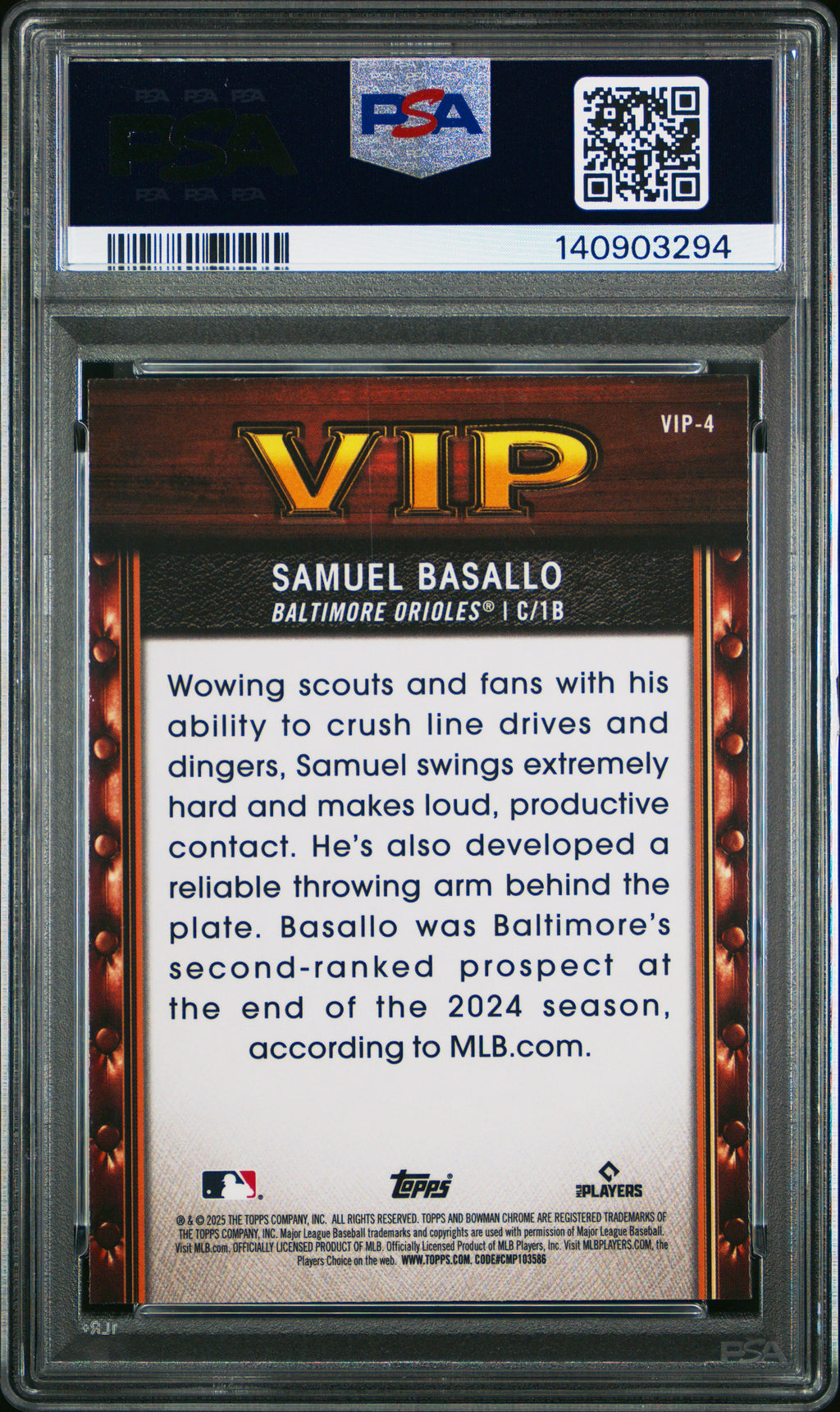Samuel Basallo (RC) (Mojo) - PSA 10 - 2025 Bowman Very Important Prospects #VIP-4